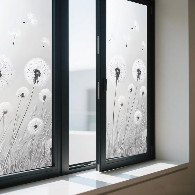 Privacy Window Film Stained Glass Window Cling Dandelion Decorative