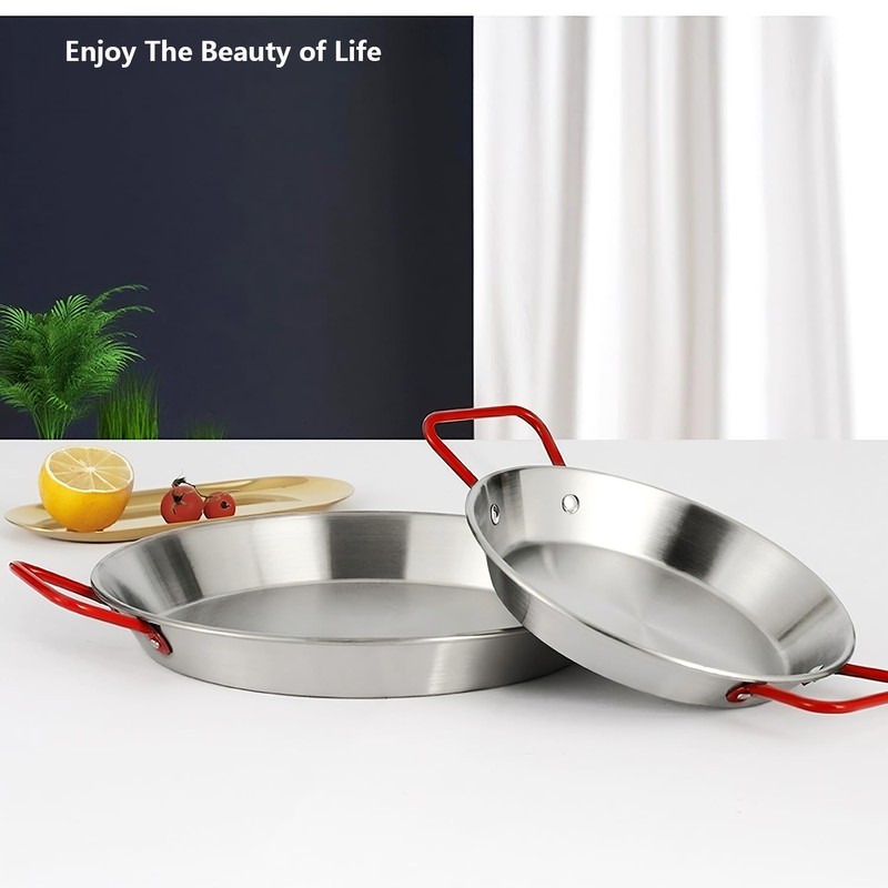 Stainless Steel Paella Pan with Red Handles (22 cm for