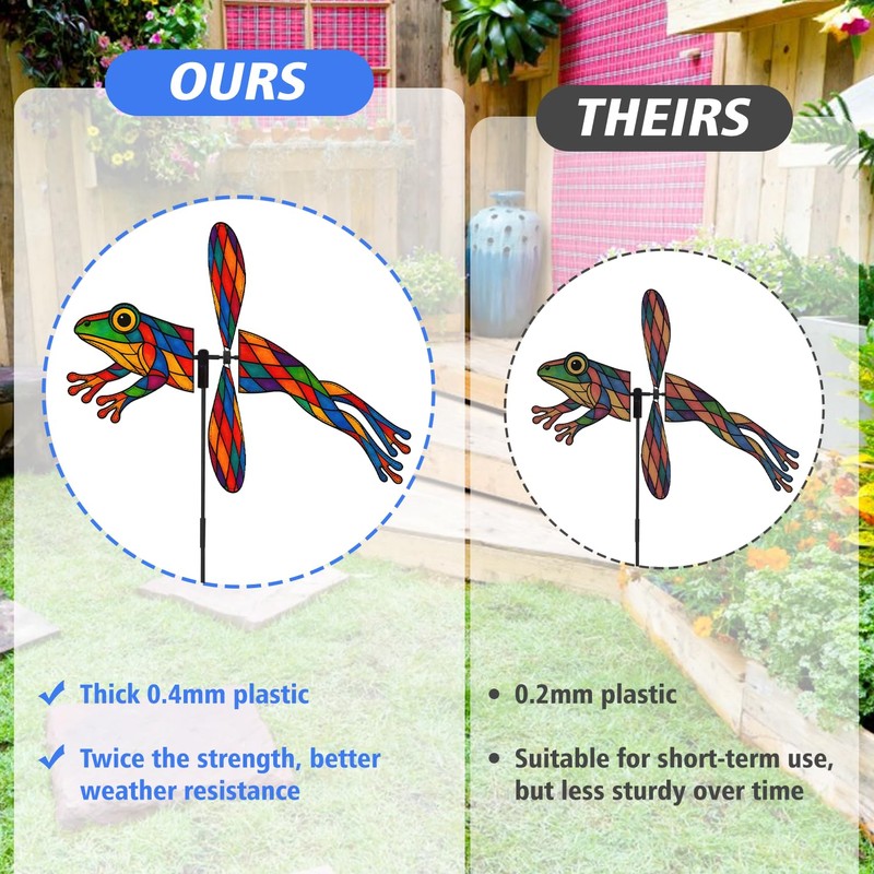Frog Petite Spinner Outdoor, Frog Wind Spinner for Yard and