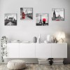 sunfrower City Wall Art Framed Grey Red Black Cityscape Pictures