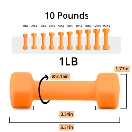 Portzon Weights Dumbbells 10 Colors Options Compatible with Set of 2 Neoprene Dumbbells Set,1-15 LB, Anti-Slip, Anti-roll, Hex Shape