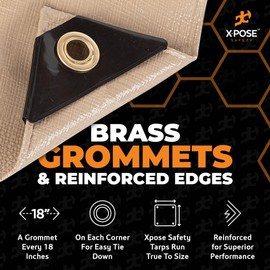 Heavy Duty Tan Poly Tarp 5' X 7' - Multipurpose Protective Cover - Durable, Waterproof, Weather Proof, Rip and Tear Resistant - Extra Thick 12 Mil Polyethylene - by Xpose Safety