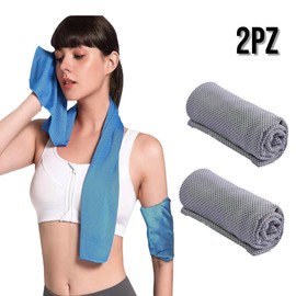 topolenashop 2 Stück Kühlendes Handtuch aus Mikrofaser, 30 x 85 cm, Handtuch für Fitnessstudio, Yoga, Fitness, kühlender Hals, saugfähig, für Sport und Training (Grau, 30 x 85 cm)