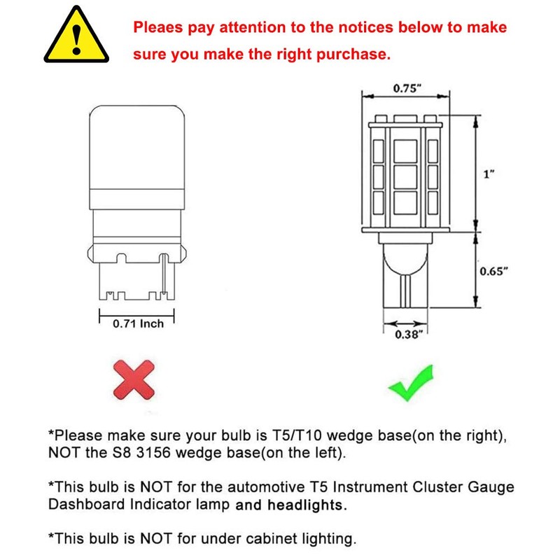 Makergroup T5 T10 Wedge Base LED Light Bulb High Brightness