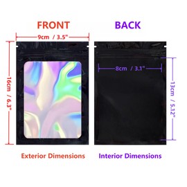 Rimiko Pack of 150 Ziplock Bags, Aluminium Foil with Zip and Transparent Window, Zip Films Mylar Bag, Resealable Bag (Black Holographic, 9 x 16 cm)