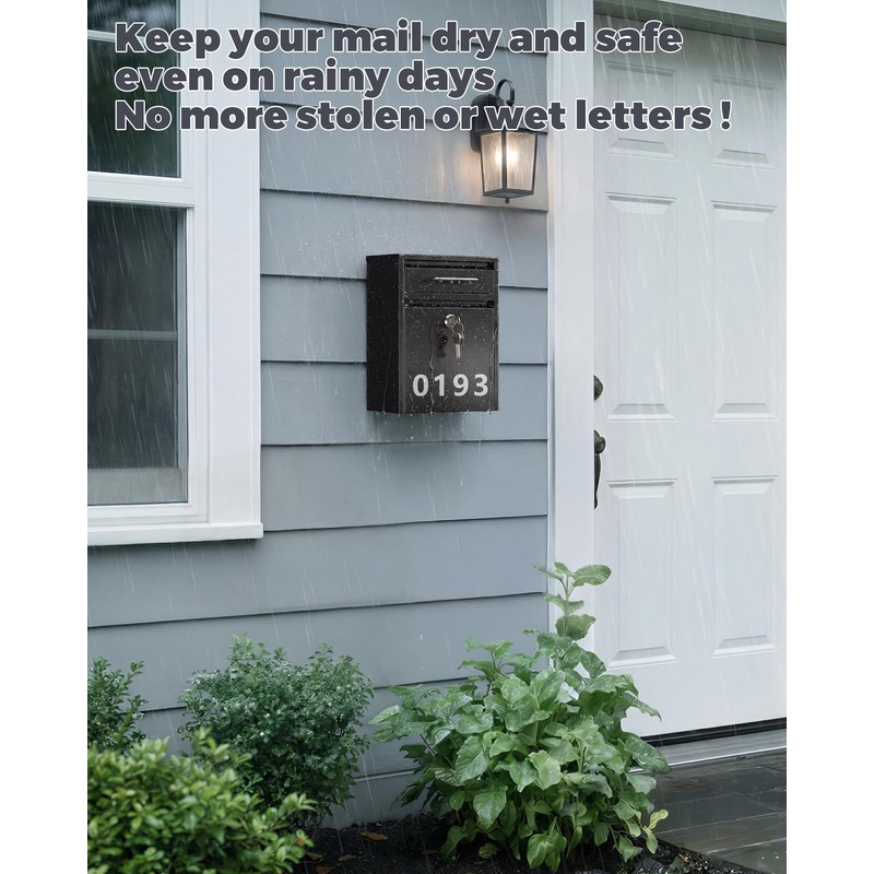 LAND·VOI Mailbox for Outside Wall Mount, Heavy Duty Rustproof, Anti-Theft