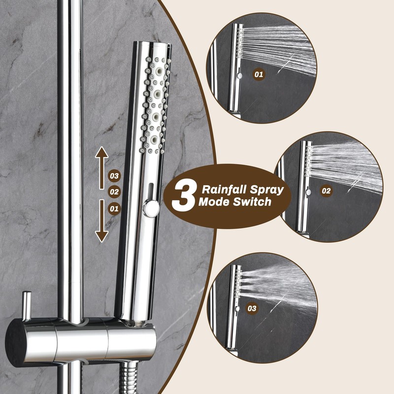 Tomfaucet Shower Slide Bar System, 35.4 Inch Shower Slide Bar