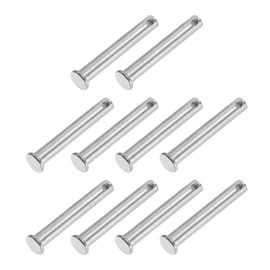 PATIKIL 8 x 55 Mm Single Hole Clevis Pins, 10 Pcs 304 Stainless Steel Flat Head Pin for Hitch Pin Lock Link Hinge Systems, Silver