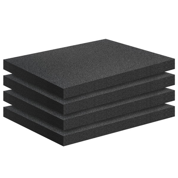 Joewuzun 4 PCS Black Foam Padding- 16x12x1 Inch Polyurethane High