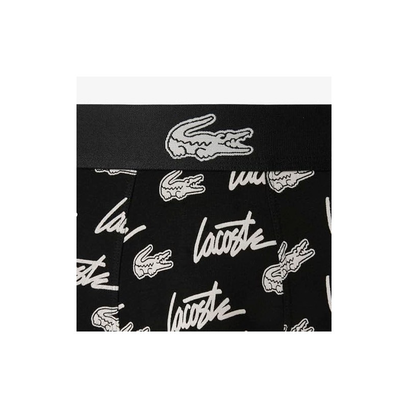 Lacoste Men's Cotton Stretch Essentials Trunks, Black/White, Medium