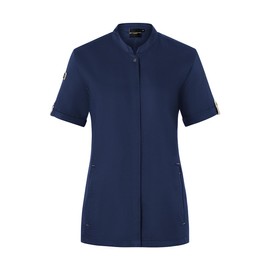 Karlowsky Women's Chef's Jacket Green Generation Short Sleeve Press Studs Modern Fit Polyester/Cotton Mix Oeko-Tex® Sustainable, Steel Blue