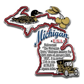 Michigan Information State Magnet by Classic Magnets, 3.3" x 3.1", Collectible Souvenirs Made in The USA