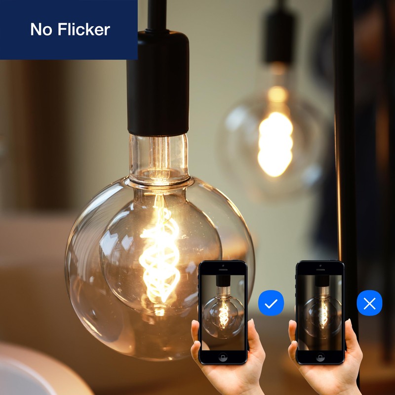 FLSNT G125(G40) Vintage Large Dimmable LED Bulb, 2700K Soft White,