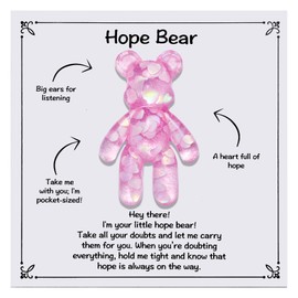 Kvekstio Hope Bear, Pocket-Sized Pink Resin Bear Gift for Emotional Support, Mental Health, Pocket Bears Hug Gift for Friends Family, Stress Relief, Positive Daily Reminder of Comfort, Pick Me Up