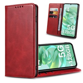 Keihok Leather Case Designed for UMIDIGI G9 5G/G9C/G9T/G9A Case, UMIDIGI G9 5G/G9C/G9T/G9A Wallet Case with Card Slots and Folding Stand, PU Leather Magnetic Flip Cover, Full Protection. (Red)