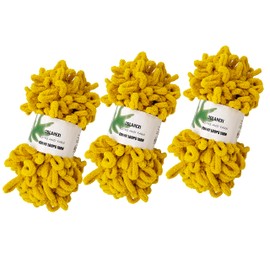 DDL&HEXI -3 Skeins 100% Polyester Finger Loop Knitting Yarn - Jumbo Weight Blanket Yarn (Ochre)