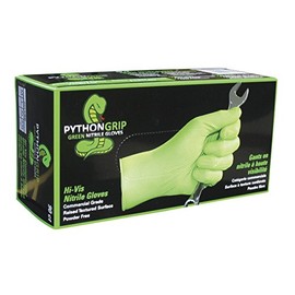 NEW! Eppco PythonGrip Hi-Vis Green Nitrile Gloves - Size M 100 count box