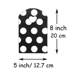 Joyhey 100 Count 5" x 8" Small Plastic Merchandise Bags, Shopping Bags, Retail Bags, Gift Bags with Die Cut Handles - White Polka Dot (More Patterns Available)