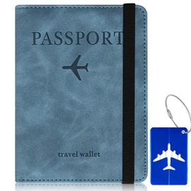 Xiuwoug Vaccination Passport Cover, Passport Cover, Faux Leather Passport Cover with RFID Blocker - for Women’s / Men Passport Credit Cards, ID and Travel Documents, 10.5 x 14.5 cm.