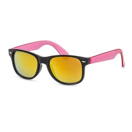 PRIMETTA Stylish Unisex Children's Sunglasses / Mirrored Sunglasses for Boys & Girls / 100% UV Protection, black / pink