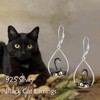 Black Cat Drop Dangle Earrings 925 Sterling Silver Lever Back