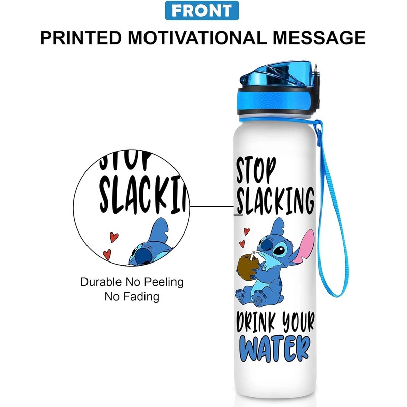 Blue Alien 32 Oz Water Track Bottle, Stop Slacking Drink