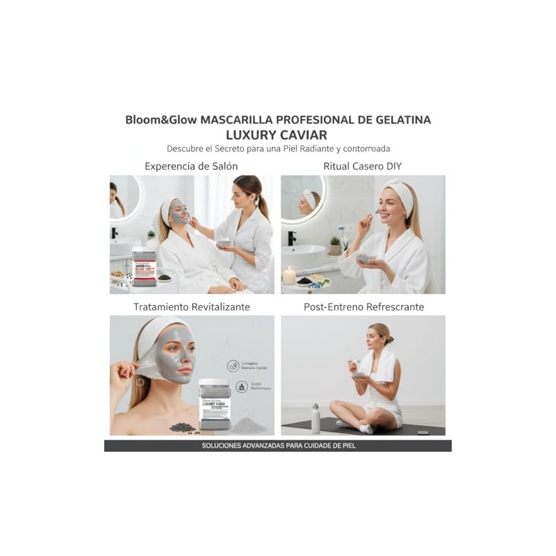 Bloom&Glow- Mascarilla profesional de gelatina de Caviar/Luxury Caviar. 650 gramos