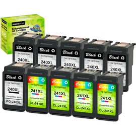 greencycle Remanufactured PG-240XL 240 XL CL-241XL 241 XL Ink Cartridge Compatible for Canon PIXMA MG3620 MG4220 MG3220 MG2220 MX432 MX512 MG3522 Printer (Black 6 Pack ; Tri-Color 4 Pack)