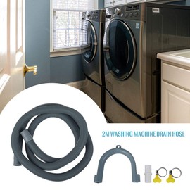 Washing Machine Drain Pipe 2m Soft Universal Washing Machine and Dishwasher Extension Pipe Universal Flexible Drain Hose Water Pipe (2m-20mm)