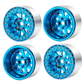 1/10 RC Crawler 2.2 Beadlock Wheels 4PCS TRX4 Metal 1.9 Beadlock Wheel Rims Hubs for 1.9 Crawler Tires 1/10 RC Crawler Axial SCX10 90046 TRX4 Tires Upgrades (2.2 Beadlock Wheels Blue)
