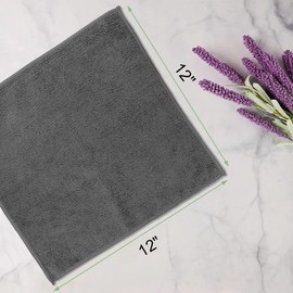 UNIMADE Washcloths Bulk - 100 Pack - Face Towels (12" x 12"), Highly Soft Wash Cloths and Hand Towels, Fast Drying Multi-Purpose Microfiber Cleansing Cloths for Bathroom, Hotel, Spa, and Salon - Grey