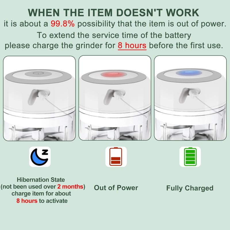 Electric-Herb-Grinder-Large-3.4oz-USB Rechargeable, 3.5'' Powerful Grinder for Dry and Fresh Herbs