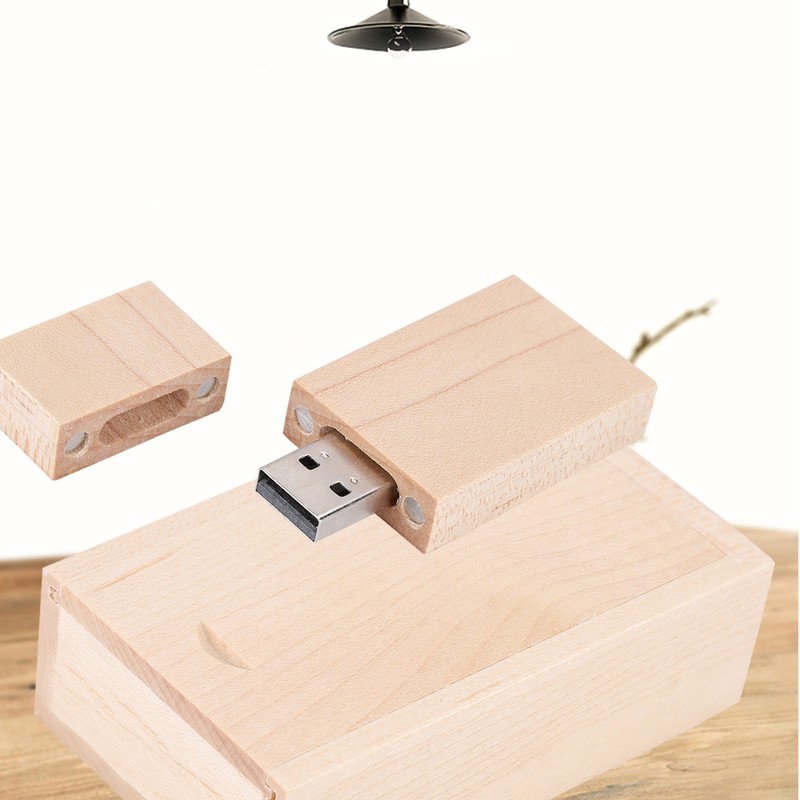 USB 2.0 Custom Primitive Simplicity Maple Wood USB Square Box
