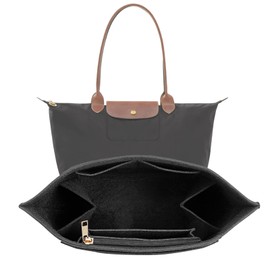 LOUKAYCCI LOUKAYCCI Upgraded Flet Organizer Insert for Longchamp Le Pliage M Handbag Insert (Black, Medium)