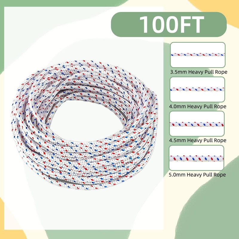 SSFOLPFEE High Strength Recoil Starter Rope, 5.0mm × 100FT, Heavy