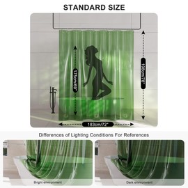 AmazerBath Long Shower Curtain Liner, 100% EVA Soft Clear Green Heavy Duty 78 inch Shower Curtain and Liner 2-in-1, 72x78 Plastic Bathroom Shower Curtain, 12 Rustproof Grommets & 3 Weighted Stones