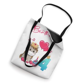 Birthday Girl Horse 4 Years - Cute Foel 4th Birthday Tote Bag
