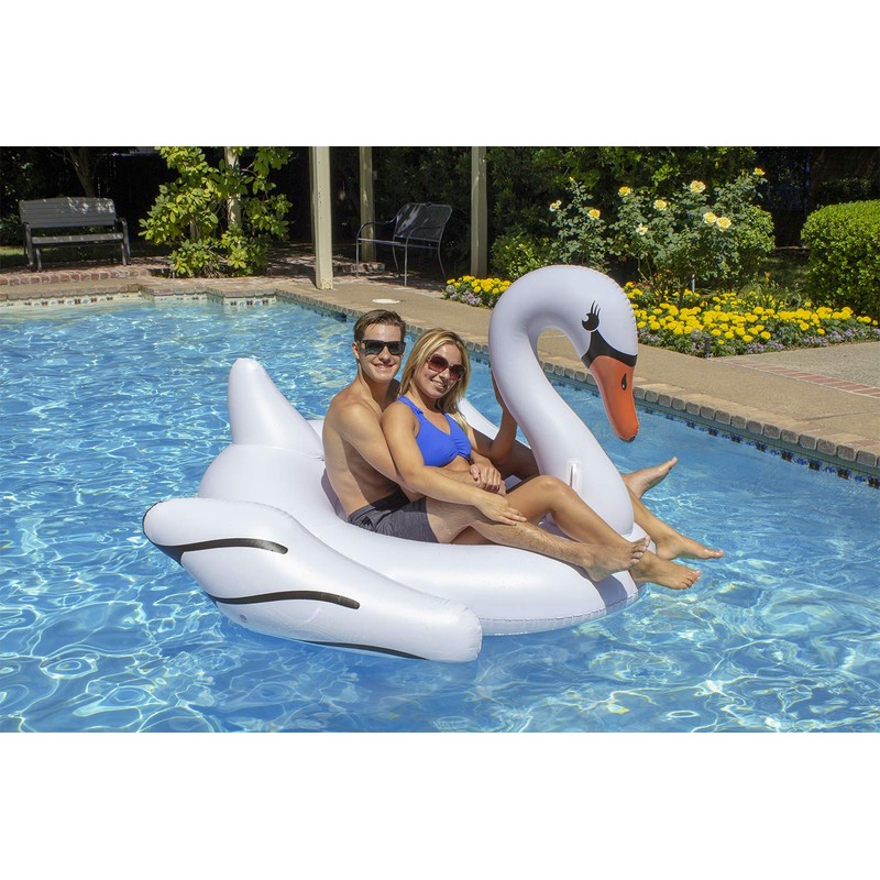 Poolmaster Jumbo Swimming Pool Float Rider, Swan, White Extra Large