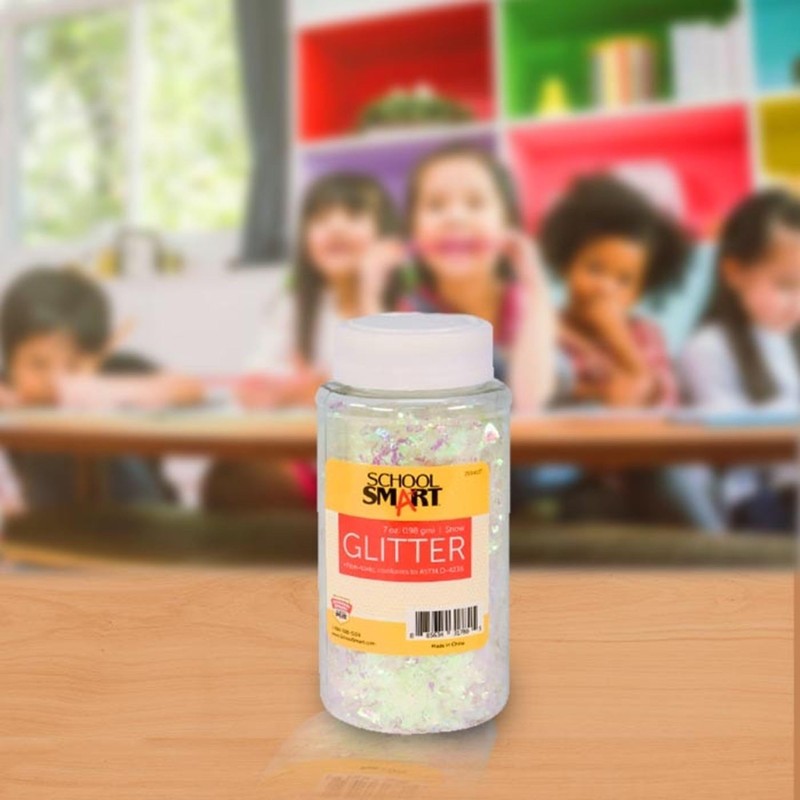 School Smart Craft Glitter, 7 Ounce Jar, Snow
