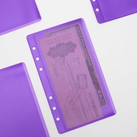 NatSumeBasics 12pcs Purple A6 Binder Pockets Zipless A6 Cash Envelopes Budget Binder Inserts Sleeves PVC Sheet Protector for 6 Ring A6 Binders Organizer Photos Cards Bills(Purple)