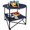 LESES Portable Picnic Table with Shelf Beach Table Outdoor Folding
