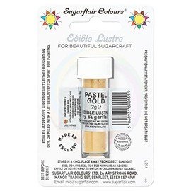 Sugarflair Pastel Gold Edible Lustre Dust (E171 Free), Add a Lustrous Shine to Cakes or Decorations. Brush On or Add Rejuvenator to Create Eye-Catching Edible Paint- 2g
