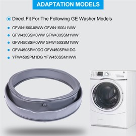 WH08X23479 Washer Door Boot Seal Gasket Bellow Diaphragm fit for GE Washing Machine GFWN1600J0WW GFWN1600J1WW GFW430SSM1WW GFW450SSM1WW GFW450SPM1DG, Replace# 4467230 AP6032732 PS11763264 EAP11763264