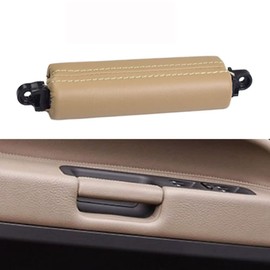 Hacreyatu Front Left Driver Interior Door Pull Handle Leather for VW Touareg 2003-2010 (Beige)