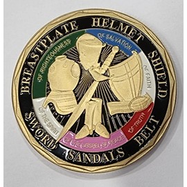 Whole Armour of God Challenge/Commemorative Coin. 24ct Gold, Enamel, 40mm 30g Religion/Christianity Ephesians 6:11.13