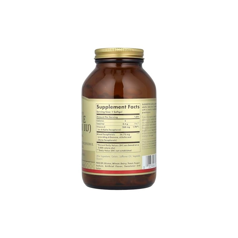 Solgar Vitamin E, d-Alpha Tocopherol Plus d-Gamma Tocopherol, d-Delta Tocopherol