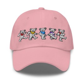 Embroidered Grateful Dead Dancing Bears Deadhead Low Profile "Dad" hat - Pink