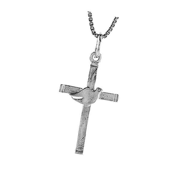 New Sterling Silver Cross with Dove Pendant/Charm, Elegant Cute Unique