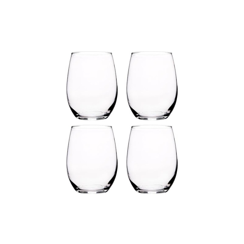 Home Essentials Stemless Red Wine Glass (Set of 4), Black