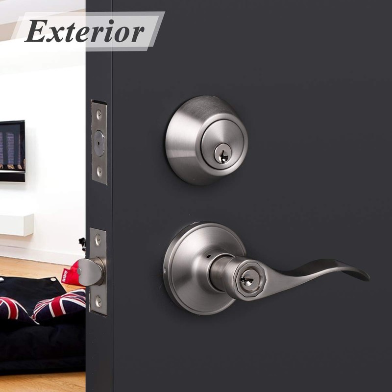 Probrico 4 Set of Satin Nickel Exterior Entry Lever and